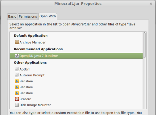 Run Minecraft - OpenJDK Java 7 